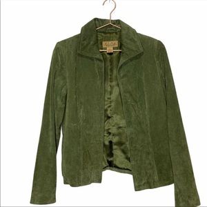 Peck & Peck Leather Open Front Women Jacket Medium